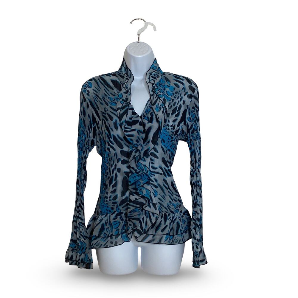 Notations Sheer Button Down Blouse